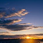 The morning sun goes up.